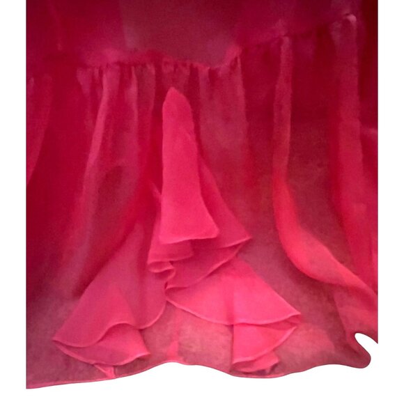 Mac Duggal RARE Hot Pink High-Low Gown Halter Neck Tiered Slit Skirt Size 2 - Picture 15 of 16